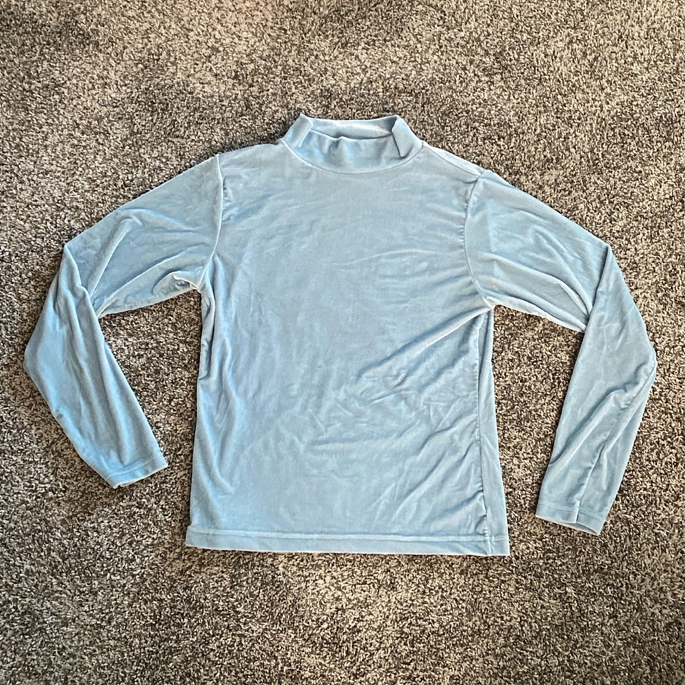 Croquet Club baby blue silk top